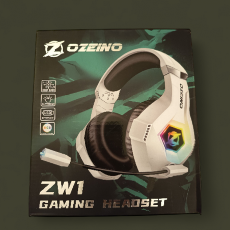 OZEINO ZW1 Gaming Headset USB 3.5mm - RGB LED Kopfhörer für PC & Konsole (Alternative: Gaming Headset OZEINO ZW1 mit Mikrofon -