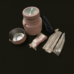 Thermo Foodjar Set Rosa | Isolierbehälter mit Besteck & Tasche | Warmhaltebehälter