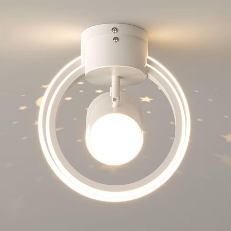 Kuwork LED Deckenleuchte Weiß/Schwarz – Spot mit Sternen | Neutralweiß | Modern & Energiesparend