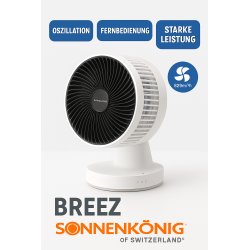 Sonnenkönig BREEZ Tischventilator kaufen | Leiser Oszillationsventilator mit Fernbedienung
