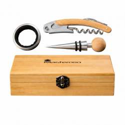 MasterPro Weinaccessoires Set 3-teilig – Korkenzieher & Holzbox