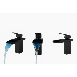 LED Wasserfall Wasserhahn – Mattschwarz mit LED-Farbwechsel, moderner Einhebel-Badezimmerhahn